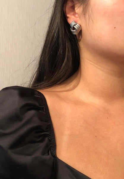 Emma Twisted Rope Earrings - Silver