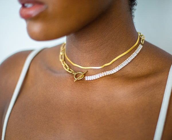 Dorothy Mixed T-Bar Necklace - Gold