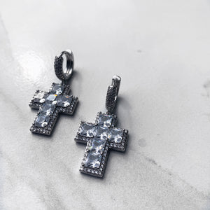 Trudy Cross Earrings - Silver