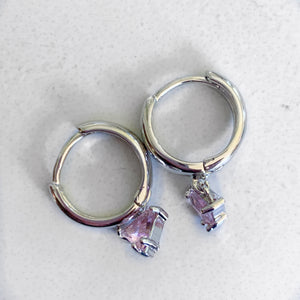 Iris Gem Earrings- Silver